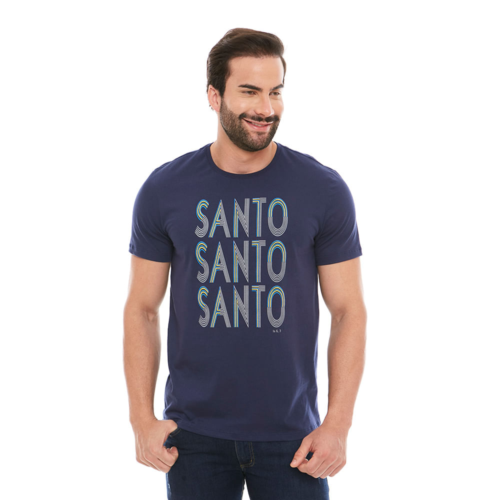 Camiseta Santo, Santo, Santo MS11904 - Azul Marinho  