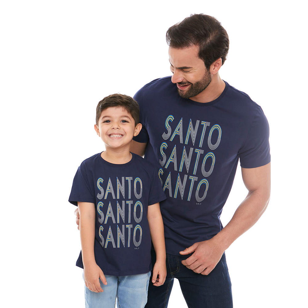 Camiseta Santo, Santo, Santo MS11904 - Azul Marinho  