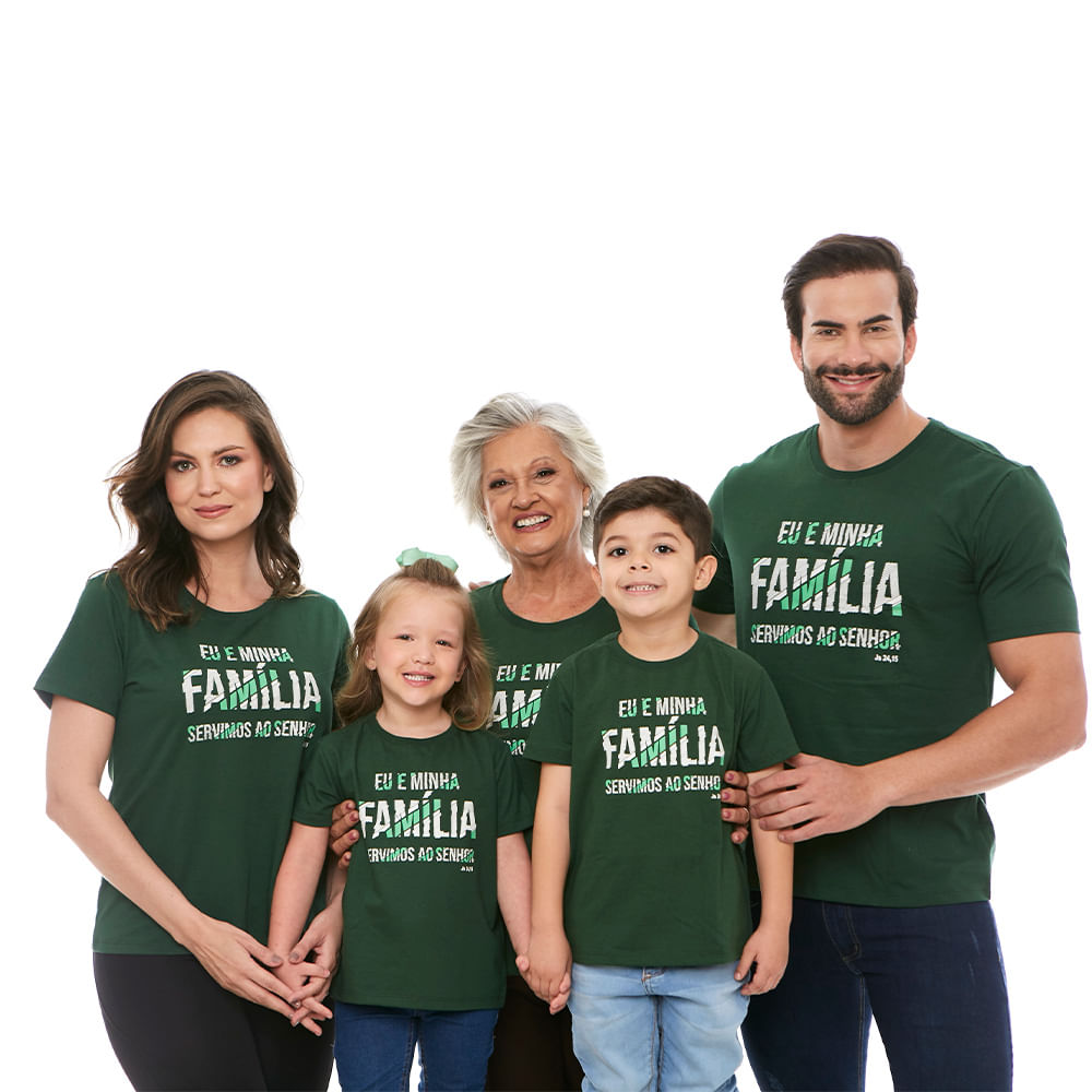 Baby Look Eu e Minha Família Servimos ao Senhor MS11908 - Verde Arara  