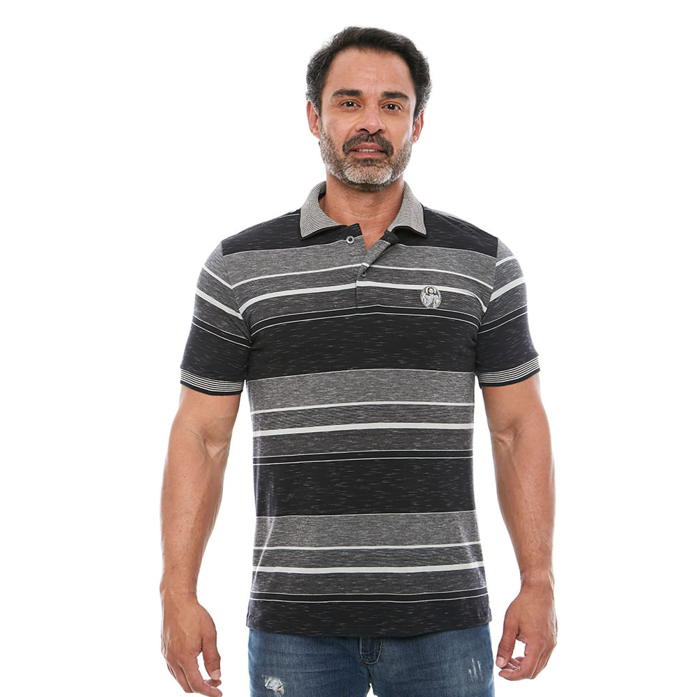 Camiseta Gola Polo Jesus Misericordioso GMP11768 - Listrado  