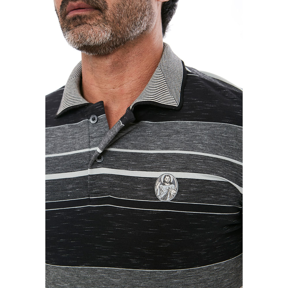 Camiseta Gola Polo Jesus Misericordioso GMP11768 - Listrado  