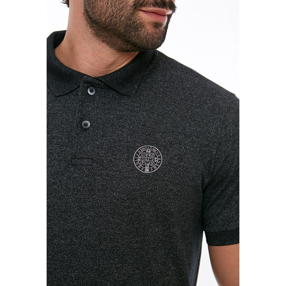 Camiseta Gola Polo Medalha de São Bento GMP11762 - Preto  