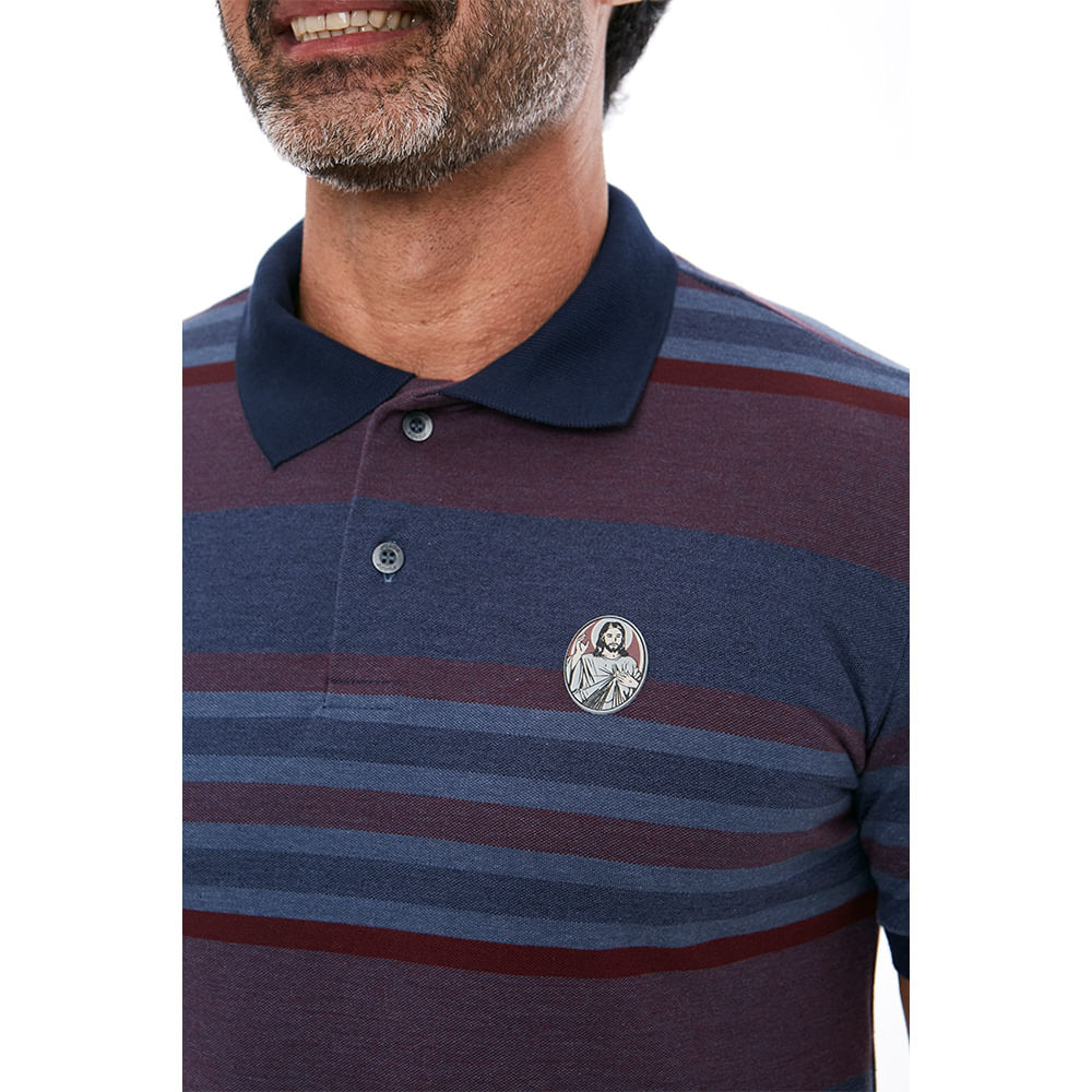 Camiseta Gola Polo Jesus Misericordioso GMP11767 - Listrado  