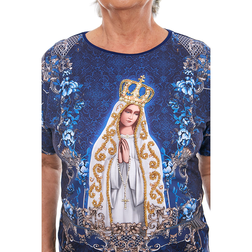 Baby Look Nossa Senhora de Fátima PR12203 - Azul  