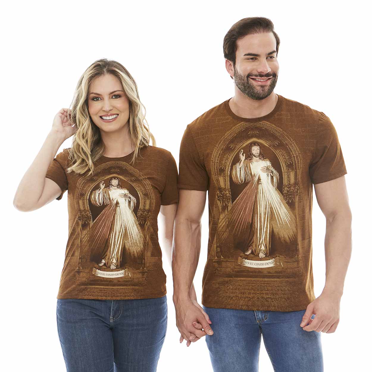 Camiseta Jesus Misericordioso Slim DV12333 - Caqui  