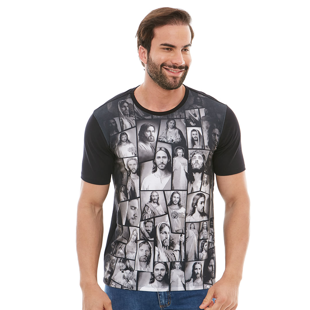 Preto  - Camiseta Jesus DV12284