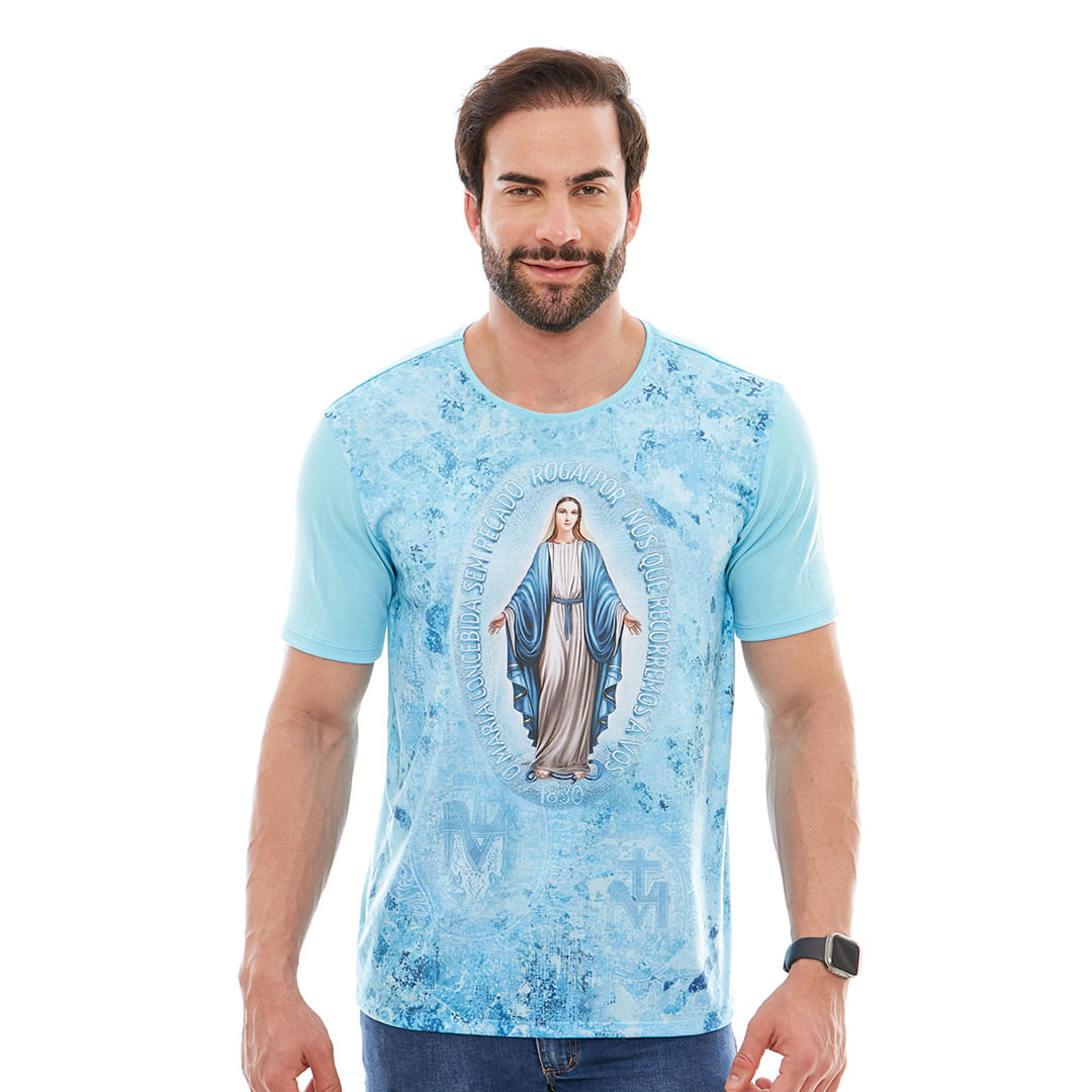 Camiseta Medalha da Graça DV12357 - Azul Bebe  