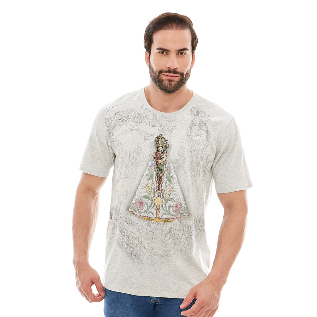 Cinza mescla offwhite  - Camiseta Círio de Nazaré DV12303