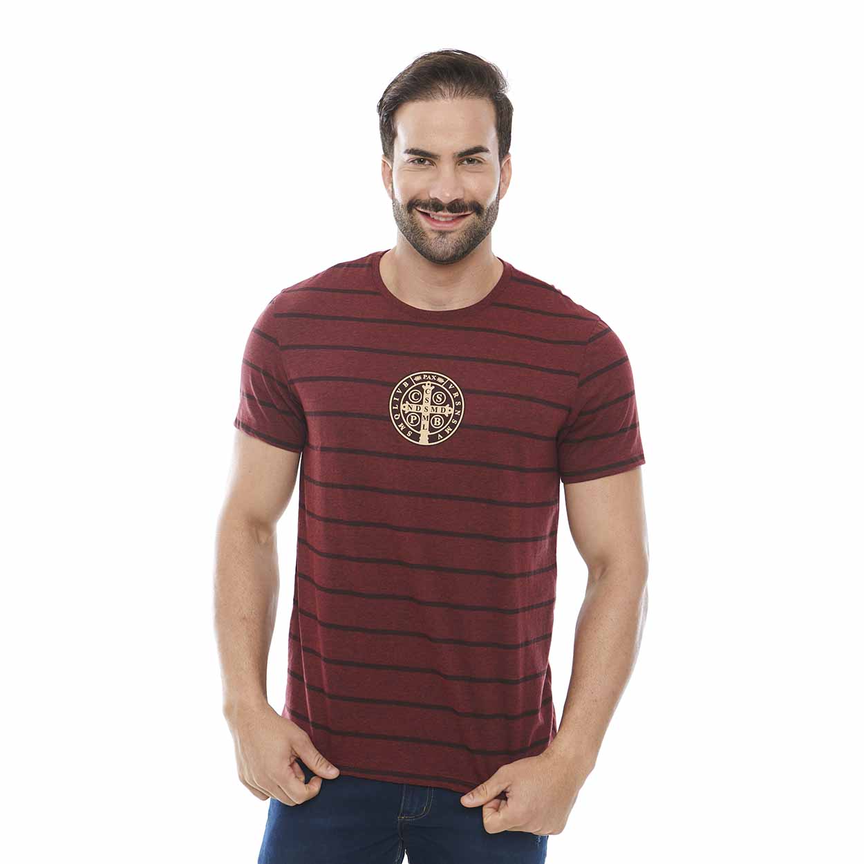 Camiseta Slim Medalha de São Bento DV12256 - Vermelho  