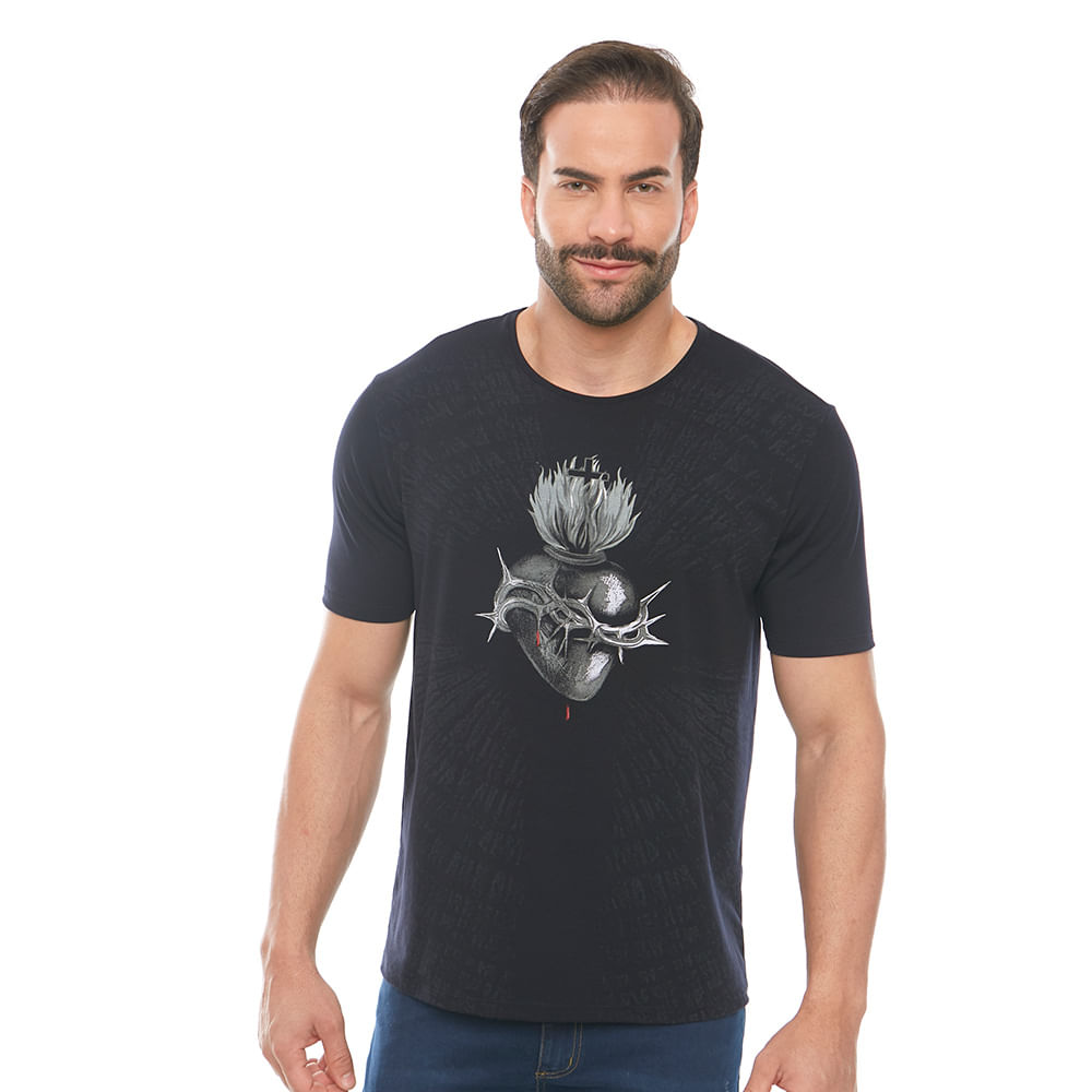 Camiseta Sagrado Coração de Jesus DV12443 - Preto  