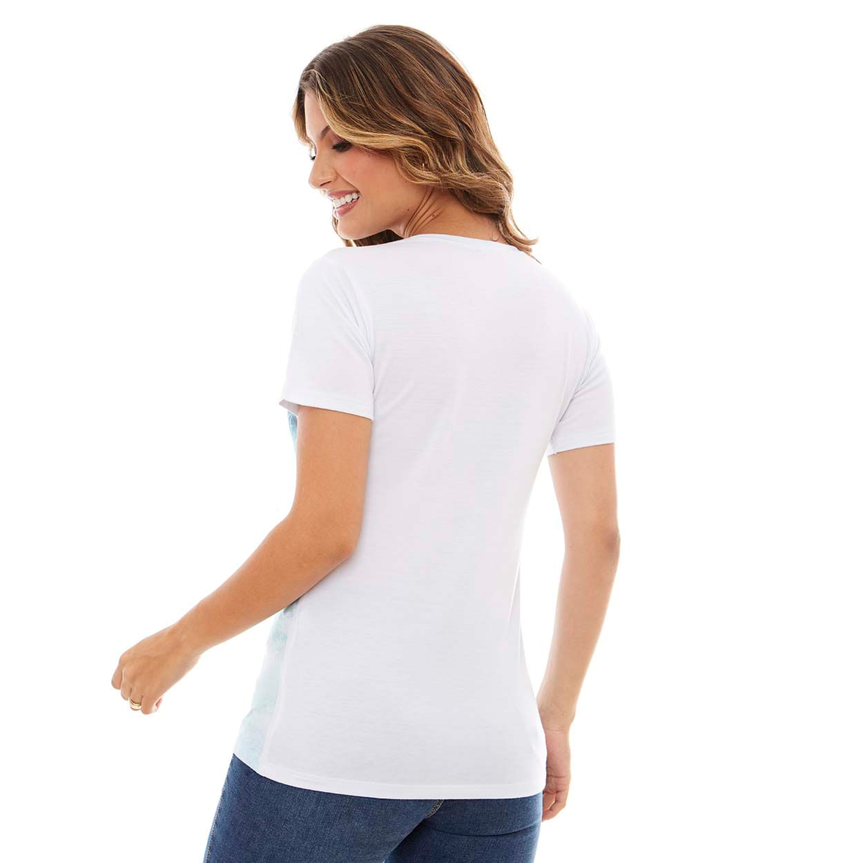 Branco  - Baby Look Nossa Senhora das Graças DV12619 - Leves Detalhes - OUTLET