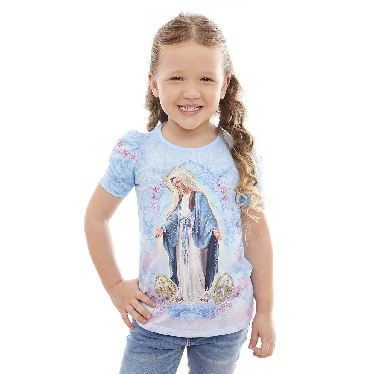 Baby Look Infantil Nossa Senhora das Graças FS12717 - Azul Bebe  