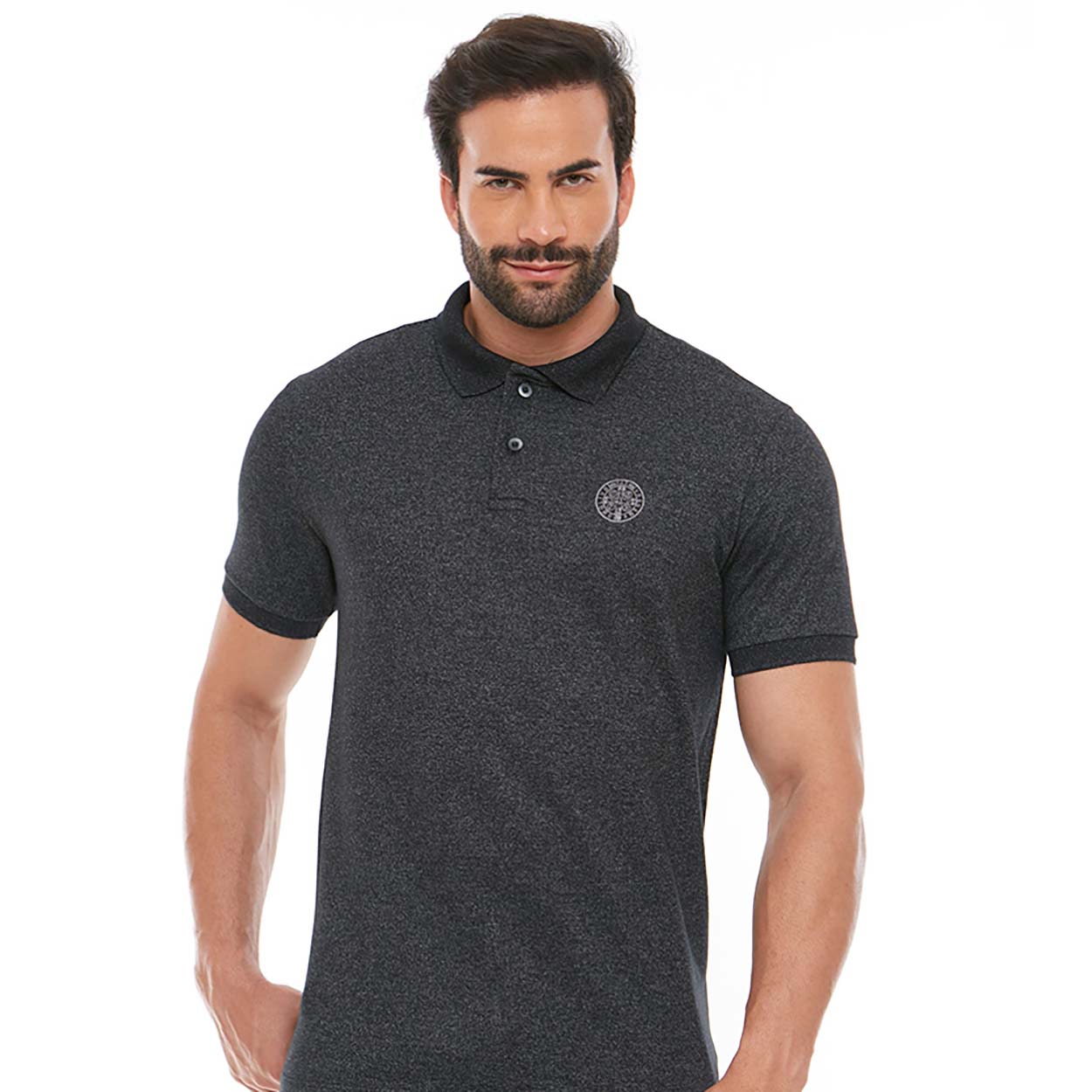 Camiseta Gola Polo Medalha de São Bento GMP11762 - Preto  