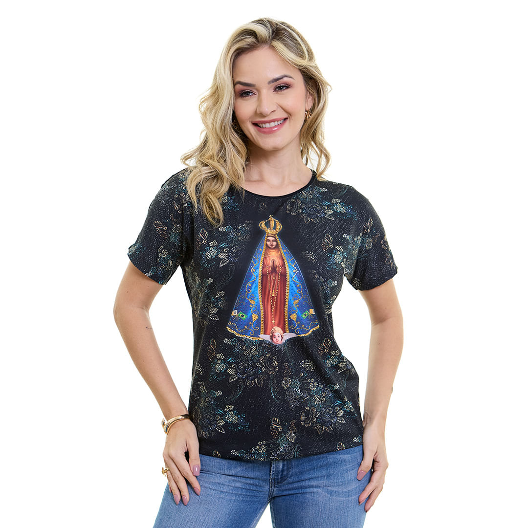 Preto  - Blusa Nossa Senhora Aparecida FS12208