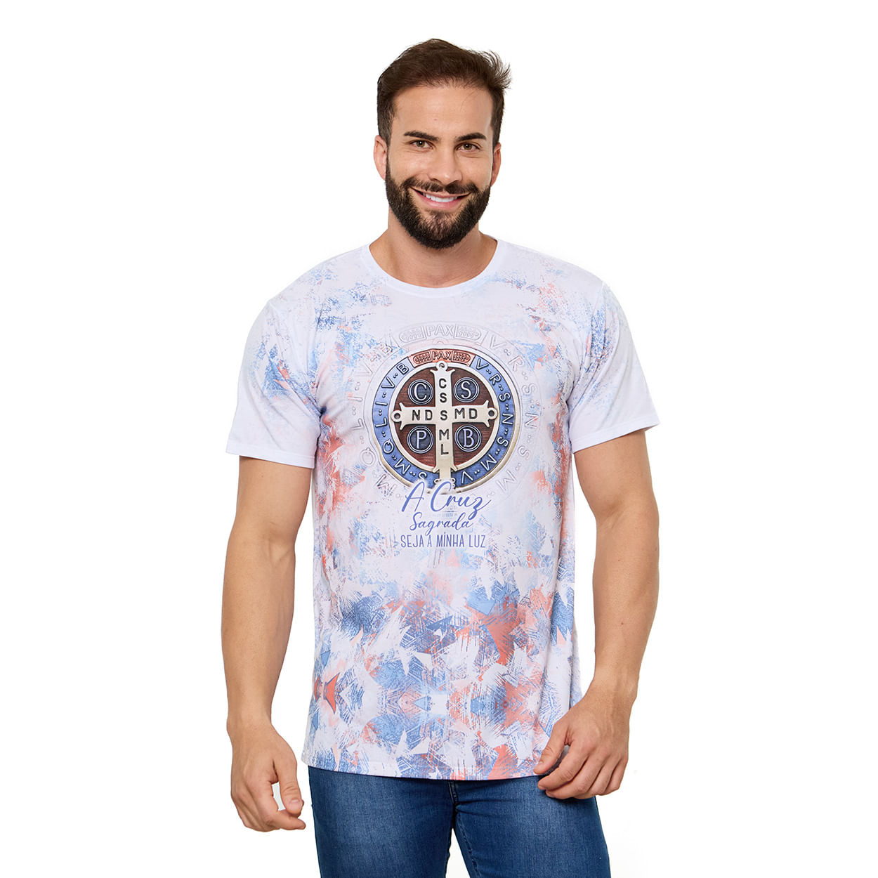 Camiseta Medalha de São Bento DV13257 - Branco  