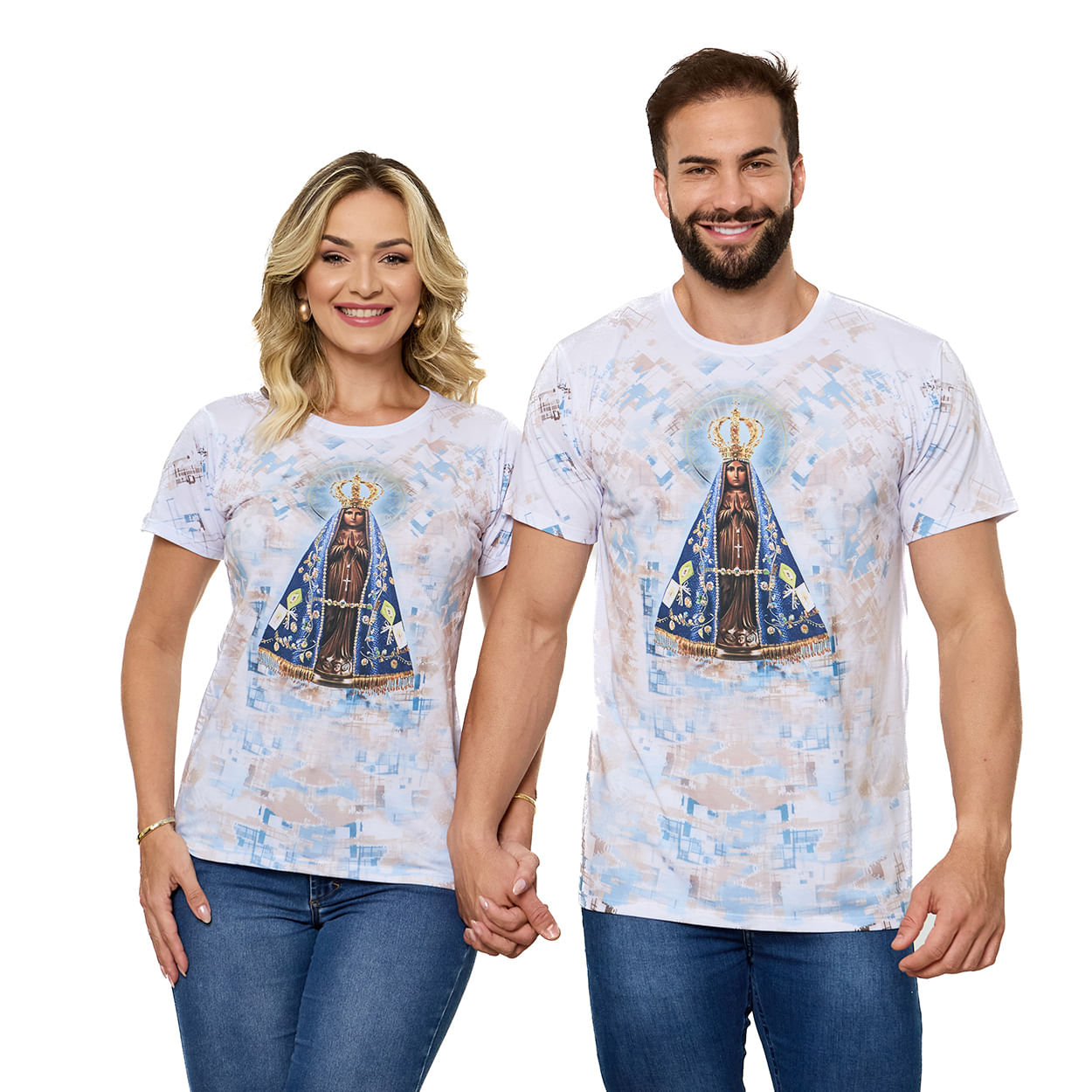 Branco  - Camiseta Nossa Senhora Aparecida DV13249 - Leves Detalhes - OUTLET