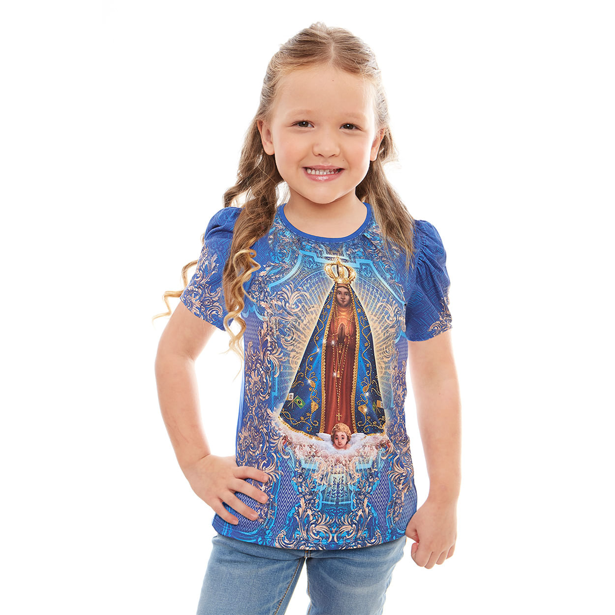 Baby Look Infantil Nossa Senhora Aparecida FS12839 - Azul  