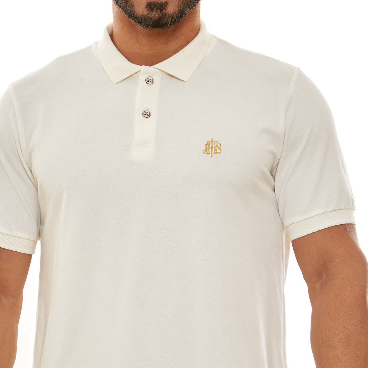 Camiseta Católica Gola Polo JHS GMP13116 - Offwhite  