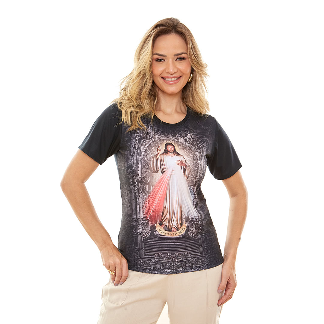 Baby Look Jesus Misericordioso DV12952 - Preto  