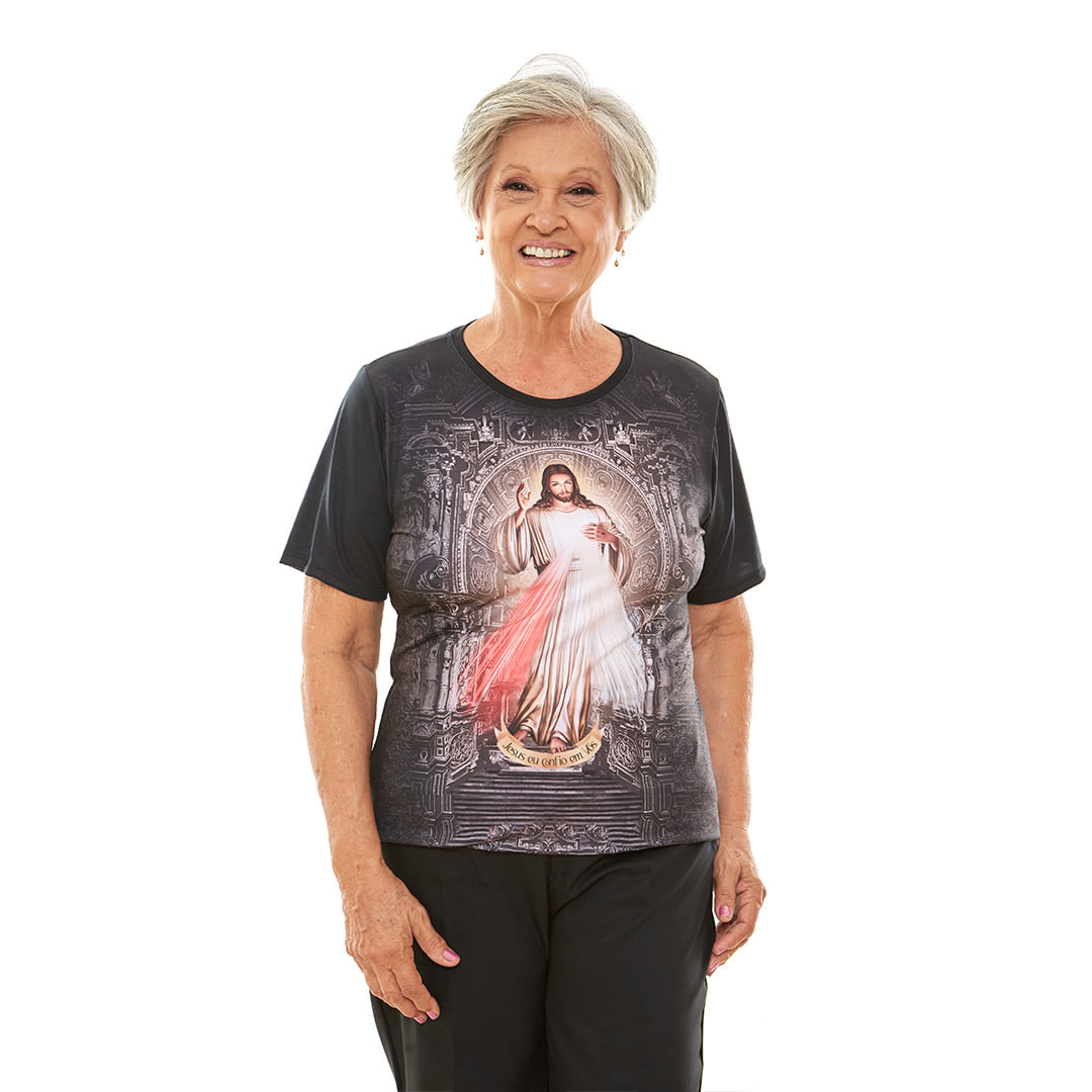 Baby Look Jesus Misericordioso DV12952 - Preto  