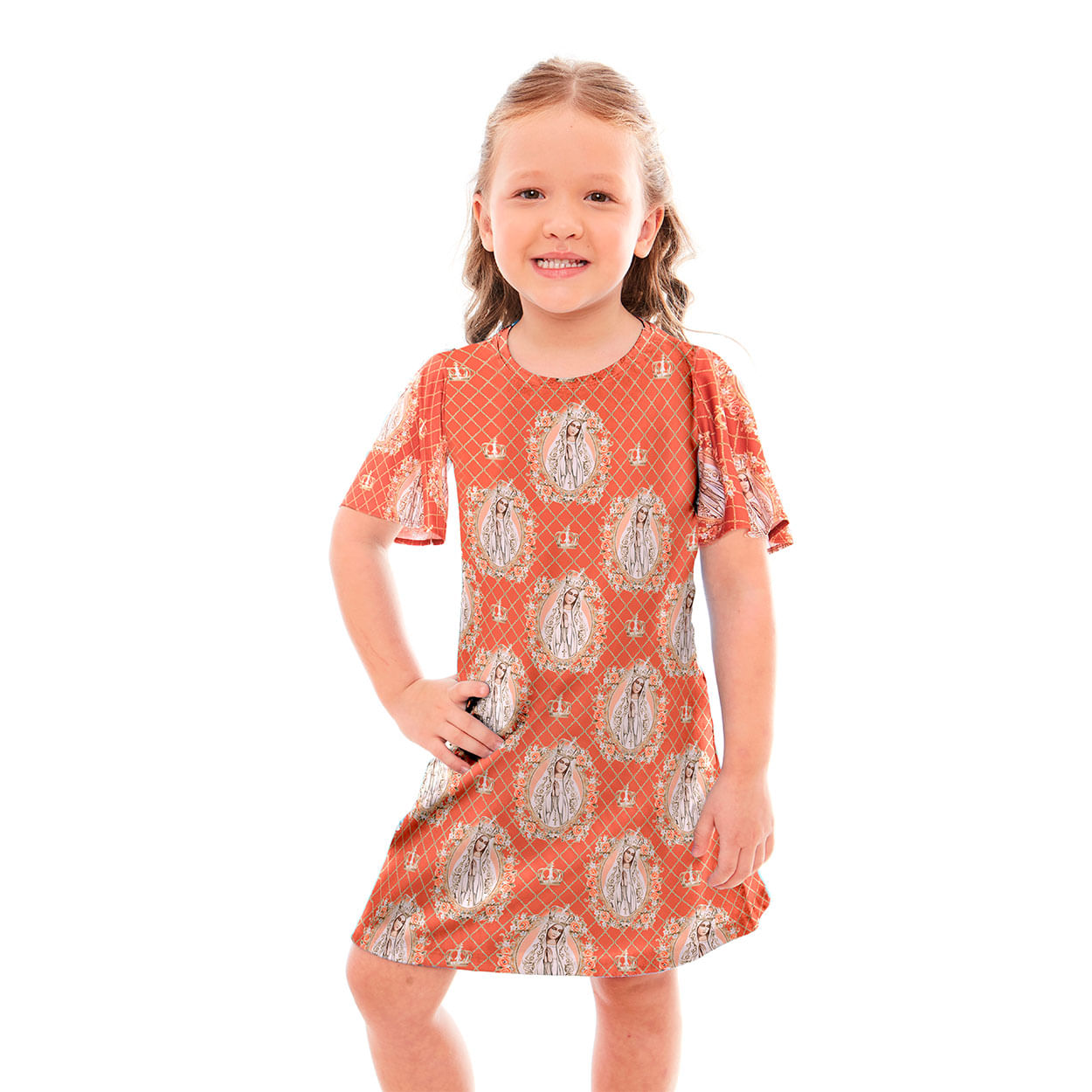 Vestido Infantil Nossa Senhora de Fátima DVV12885 - Estampado  