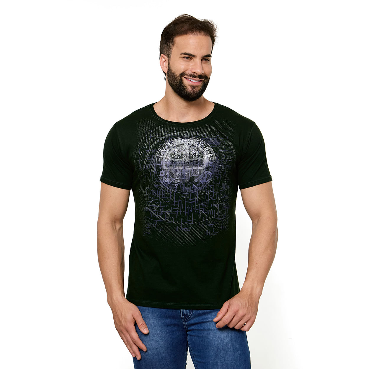 Camiseta Medalha de São Bento DV13219 - Verde  