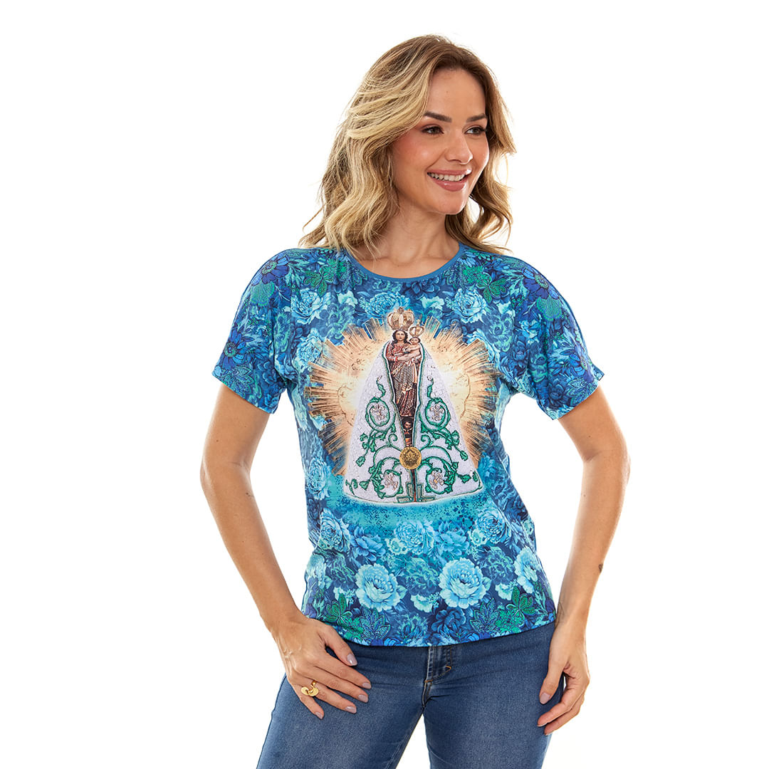 Blusa Nossa Senhora de Nazaré DV13019 - Azul Petroleo  