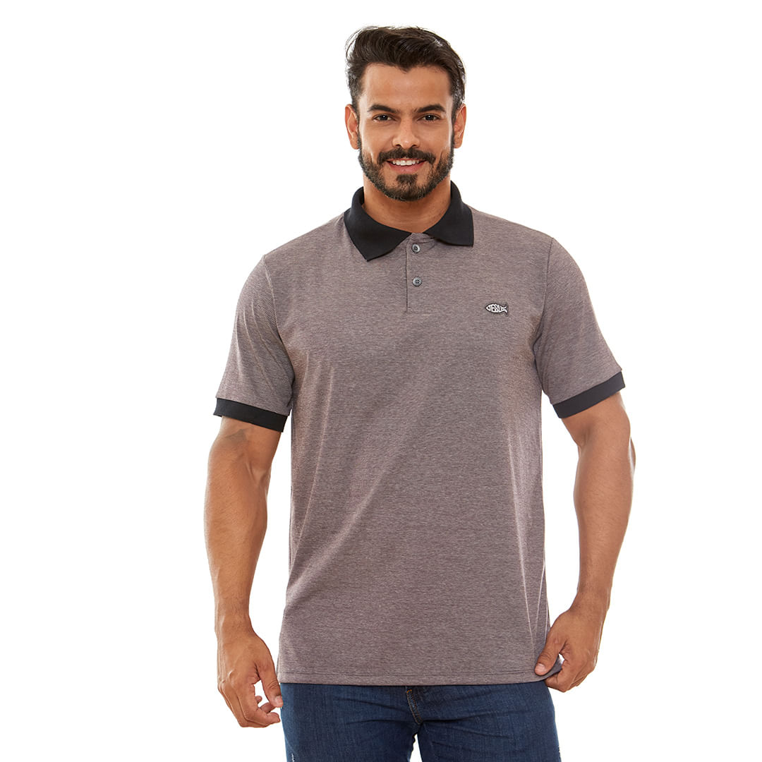 Camiseta Gola Polo Jesus GMP13181 - Marrom Mescla  