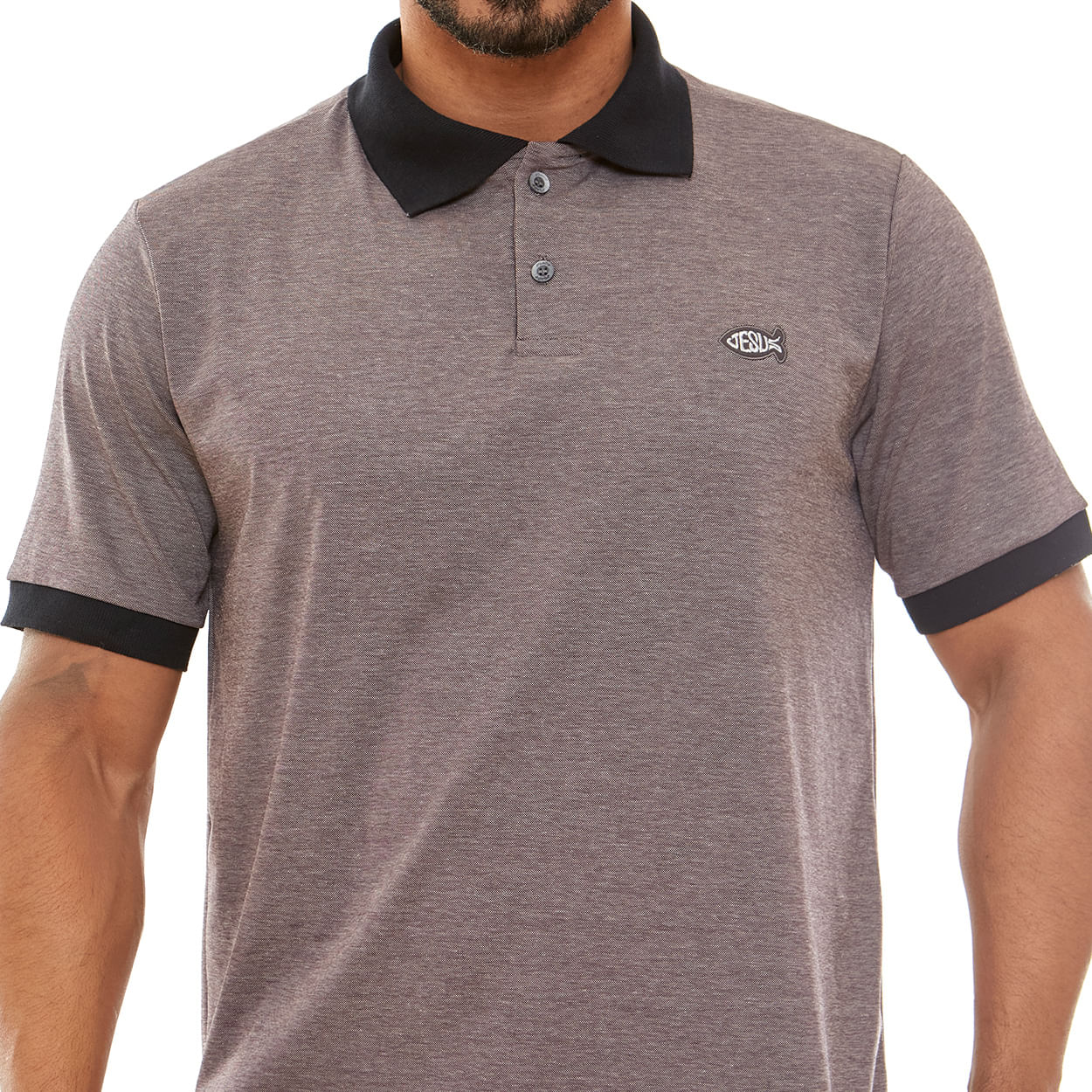 Camiseta Gola Polo Jesus GMP13181 - Marrom Mescla  