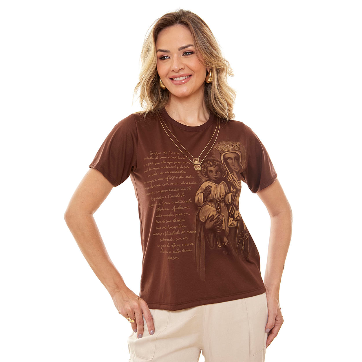 MARROM  - Baby Look Nossa Senhora do Carmo DV13031