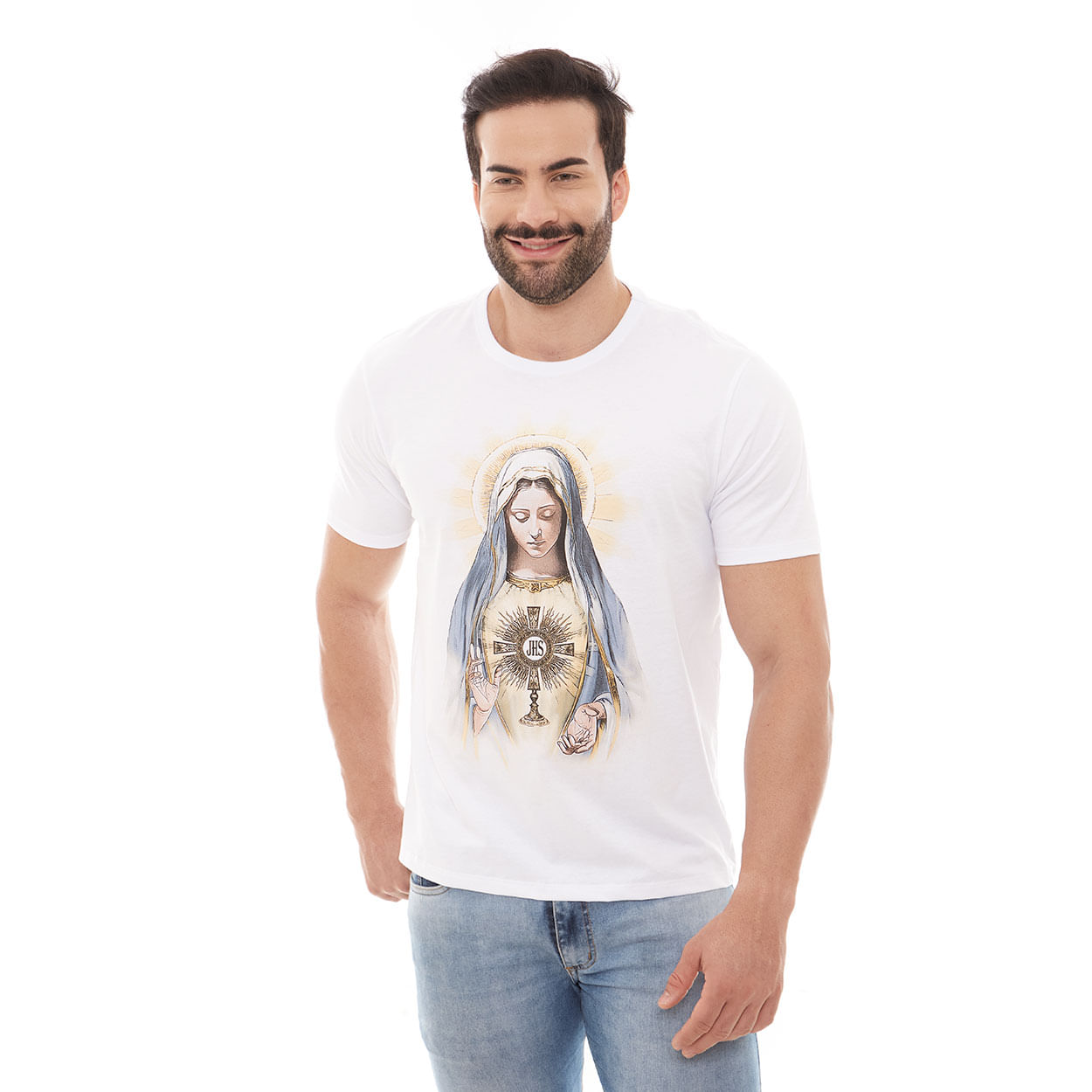 Branco  - Camiseta Nossa Senhora Eucarística DV12832