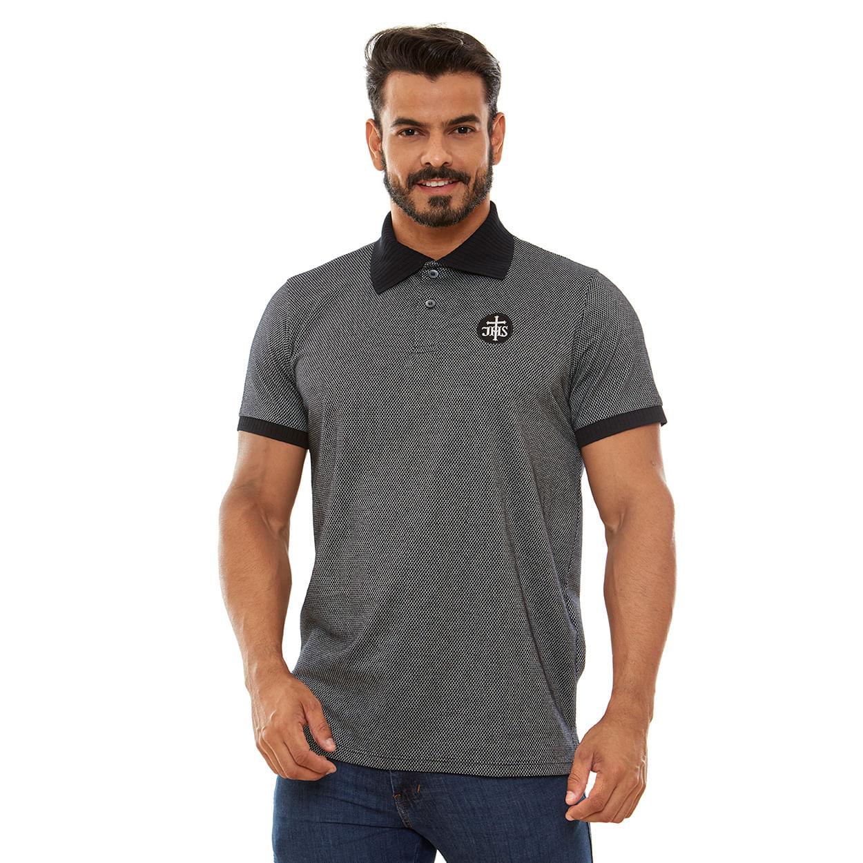 Camiseta Gola Polo com detalhe JHS GMP13169 - Preto  