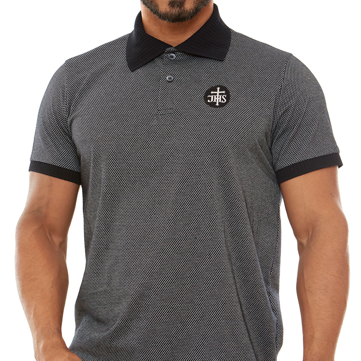 Camiseta Gola Polo com detalhe JHS GMP13169 - Preto  