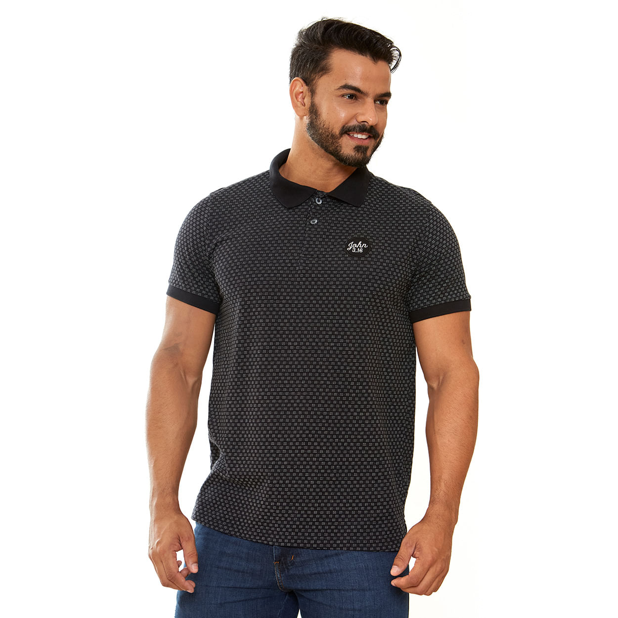 Preto  - Camiseta Gola Polo John 3,16 GMP13170