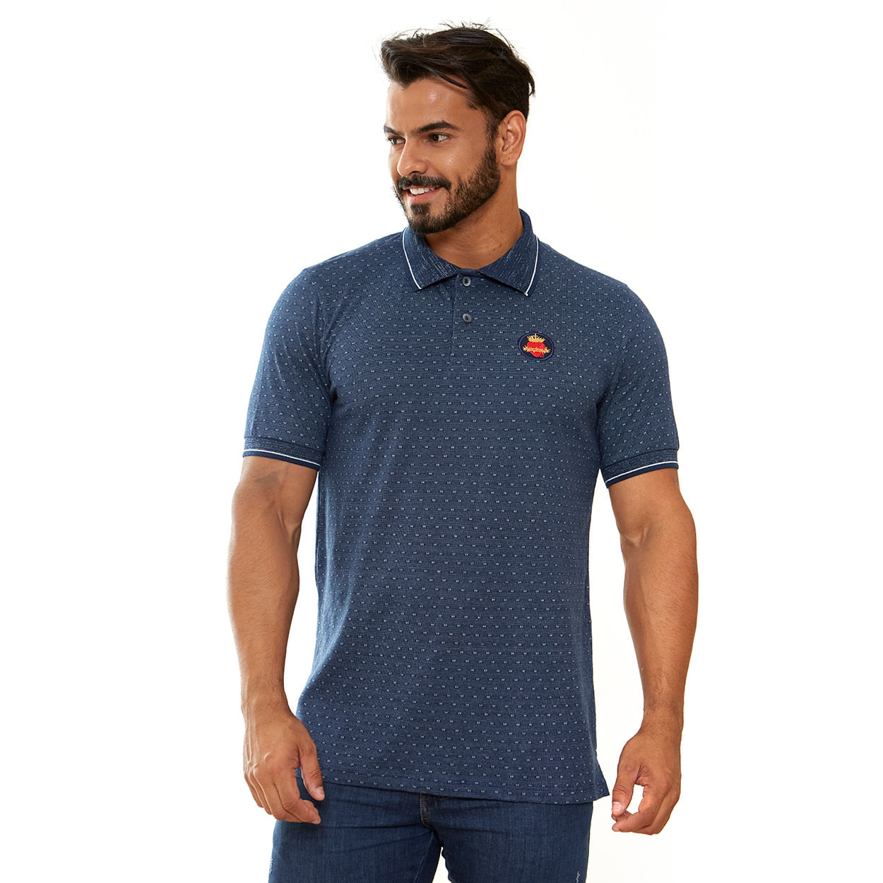 Azul  - Camiseta Gola Polo Sagrado Coração de Jesus GMP13171