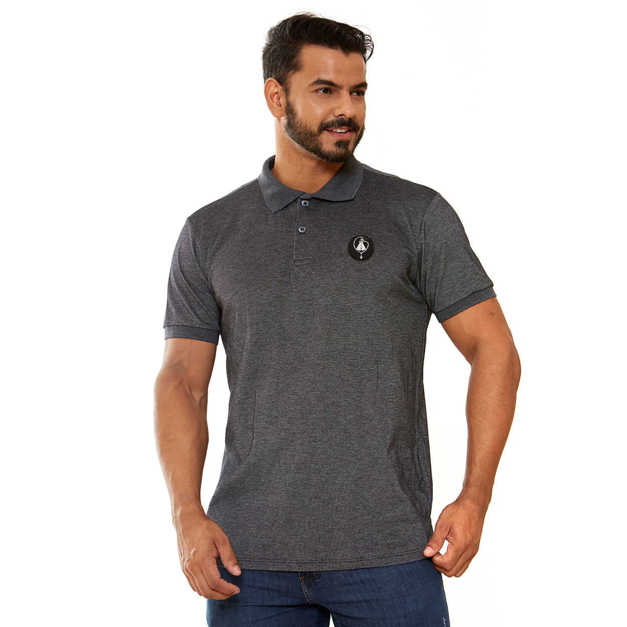 Preto  - Camiseta Gola Polo Nossa Senhora Aparecida GMP13173