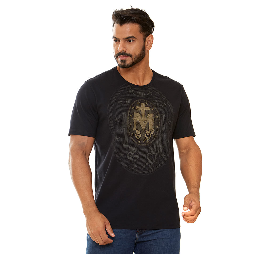 Preto  - Camiseta Nossa Senhora das Graças DV12673