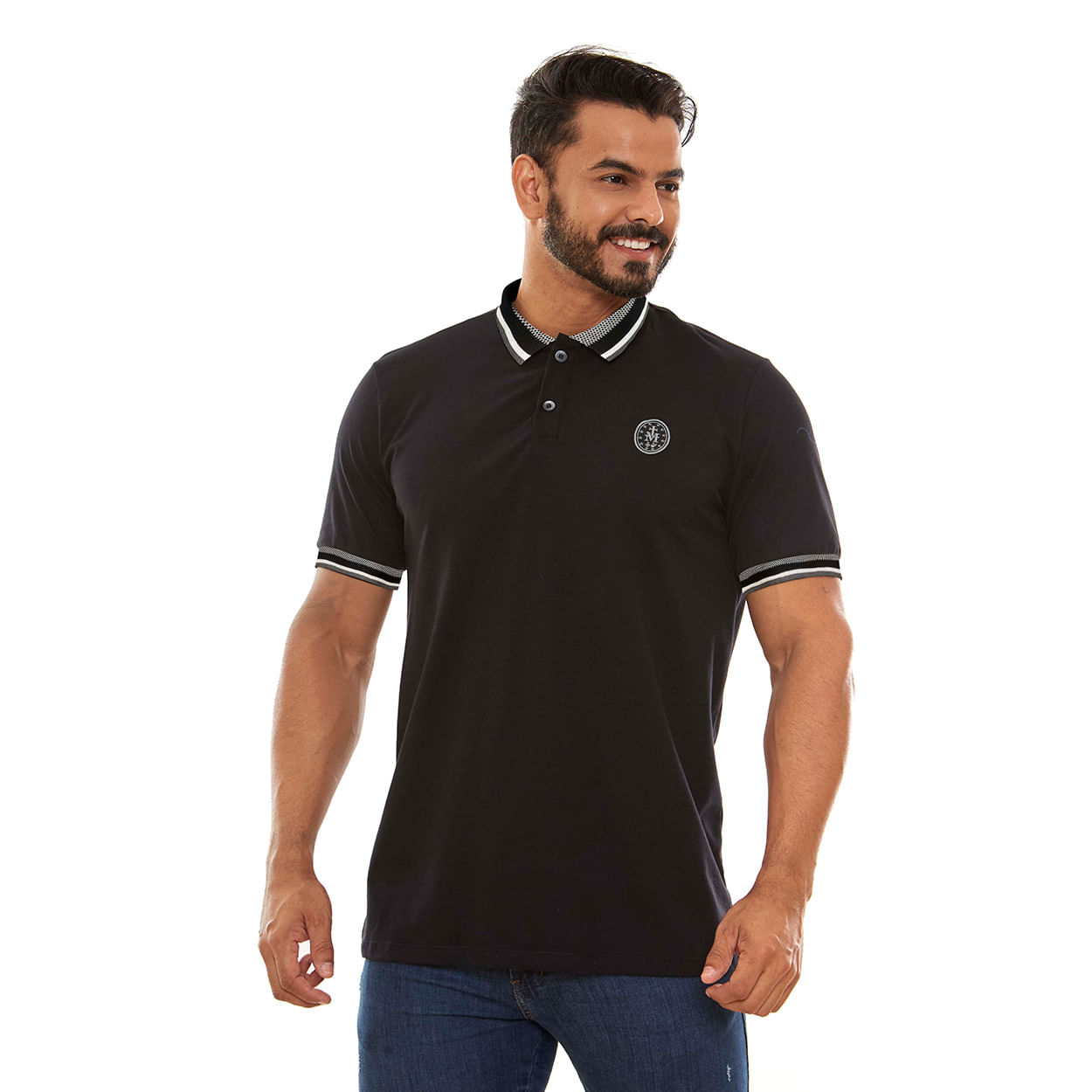 Camiseta Gola Polo Medalha Milagrosa GMP12494 - Preto  