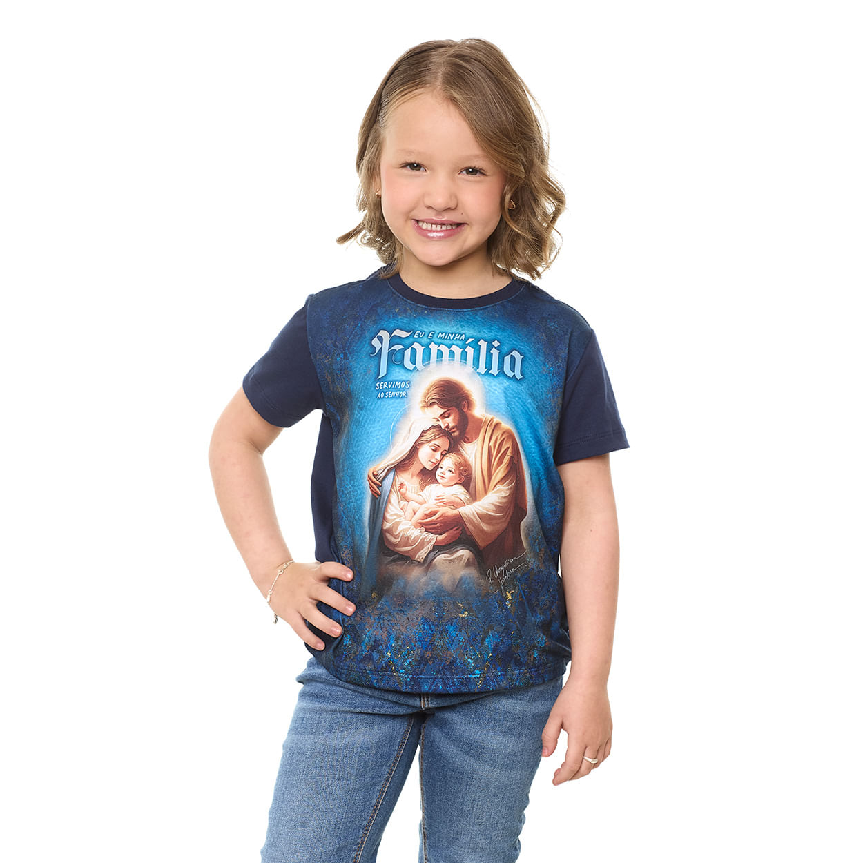 Camiseta Infantil Unissex Sagrada Família DV13366 - Azul Marinho  