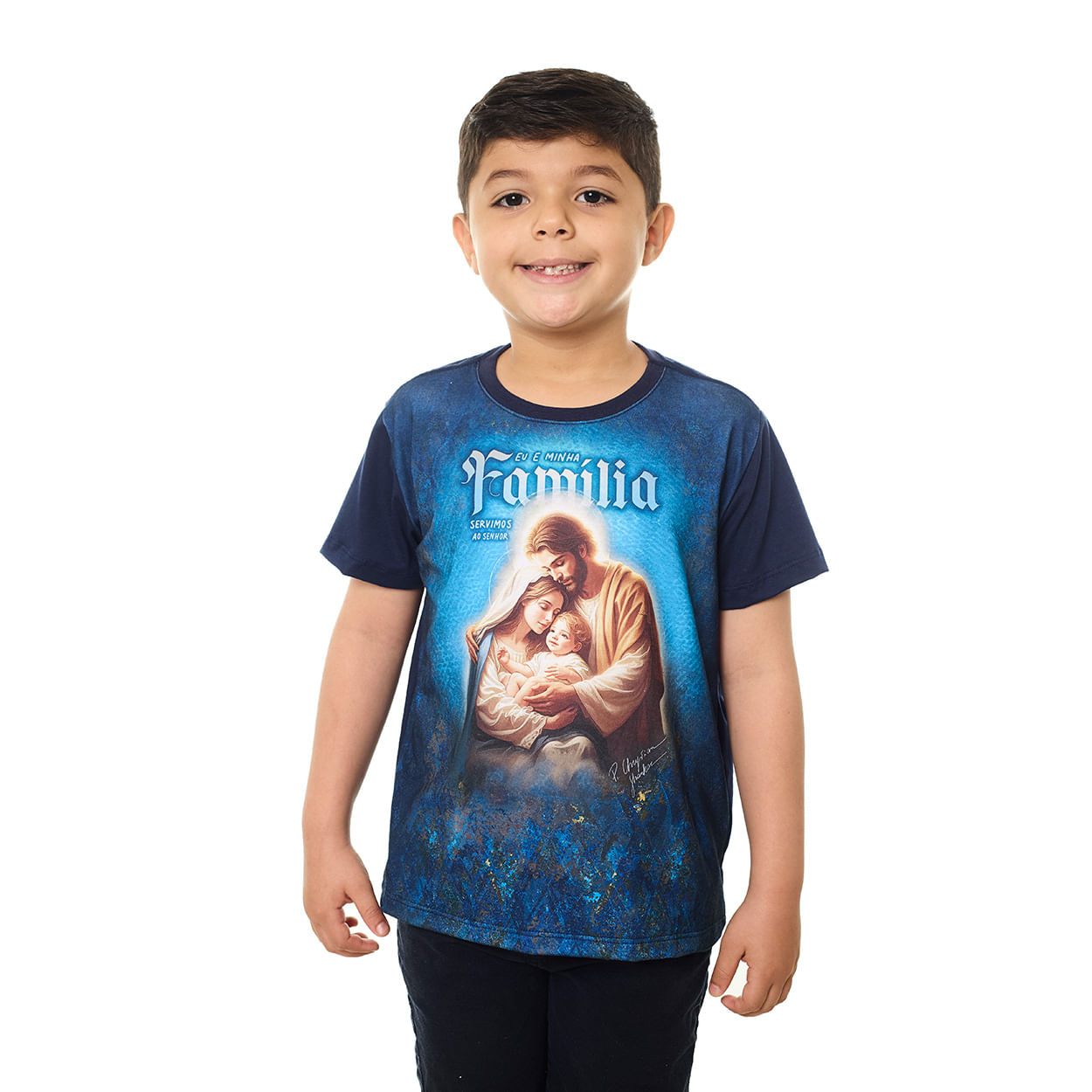 Camiseta Infantil Unissex Sagrada Família DV13366 - Azul Marinho  