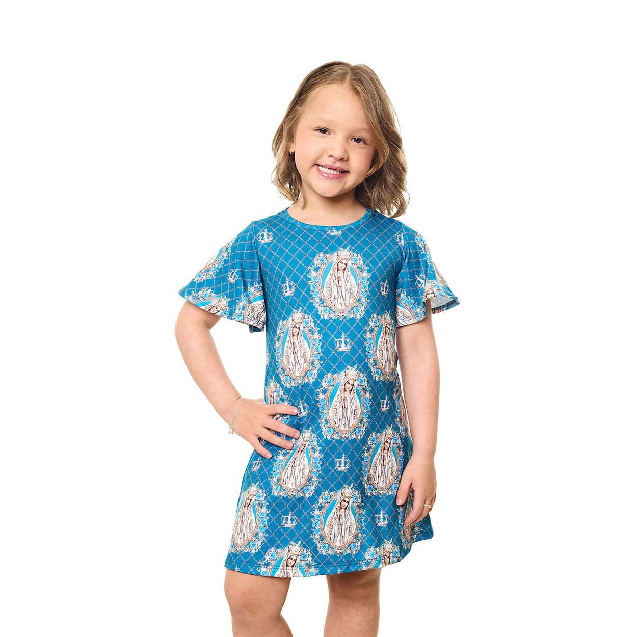 Vestido Infantil Nossa Senhora de Fátima DVV13145 - Estampado  