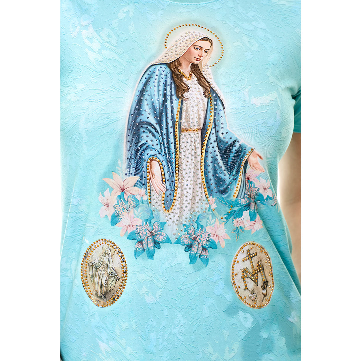 Baby Look Nossa Senhora das Graças FS13068 - Azul Aquario  