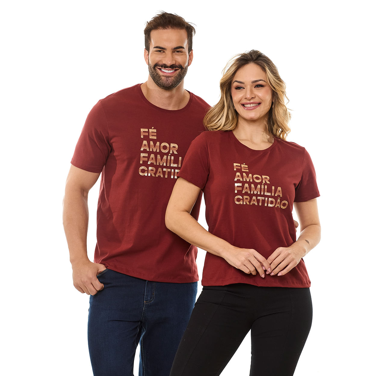 Vermelho  - Camiseta Fé, Amor, Família, Gratidão MS13280