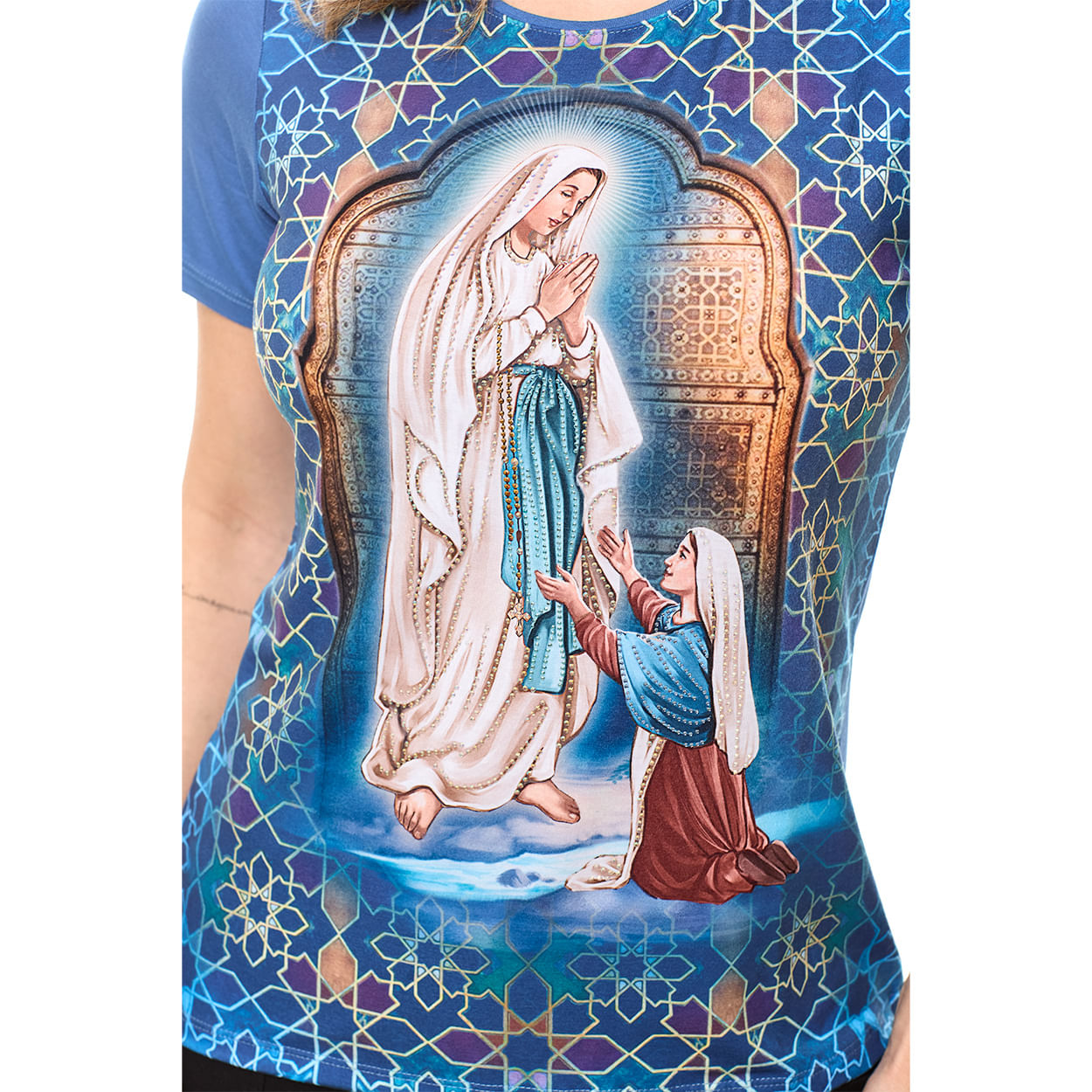 Baby Look Nossa Senhora de Lourdes FS12771 - Azul Petroleo  