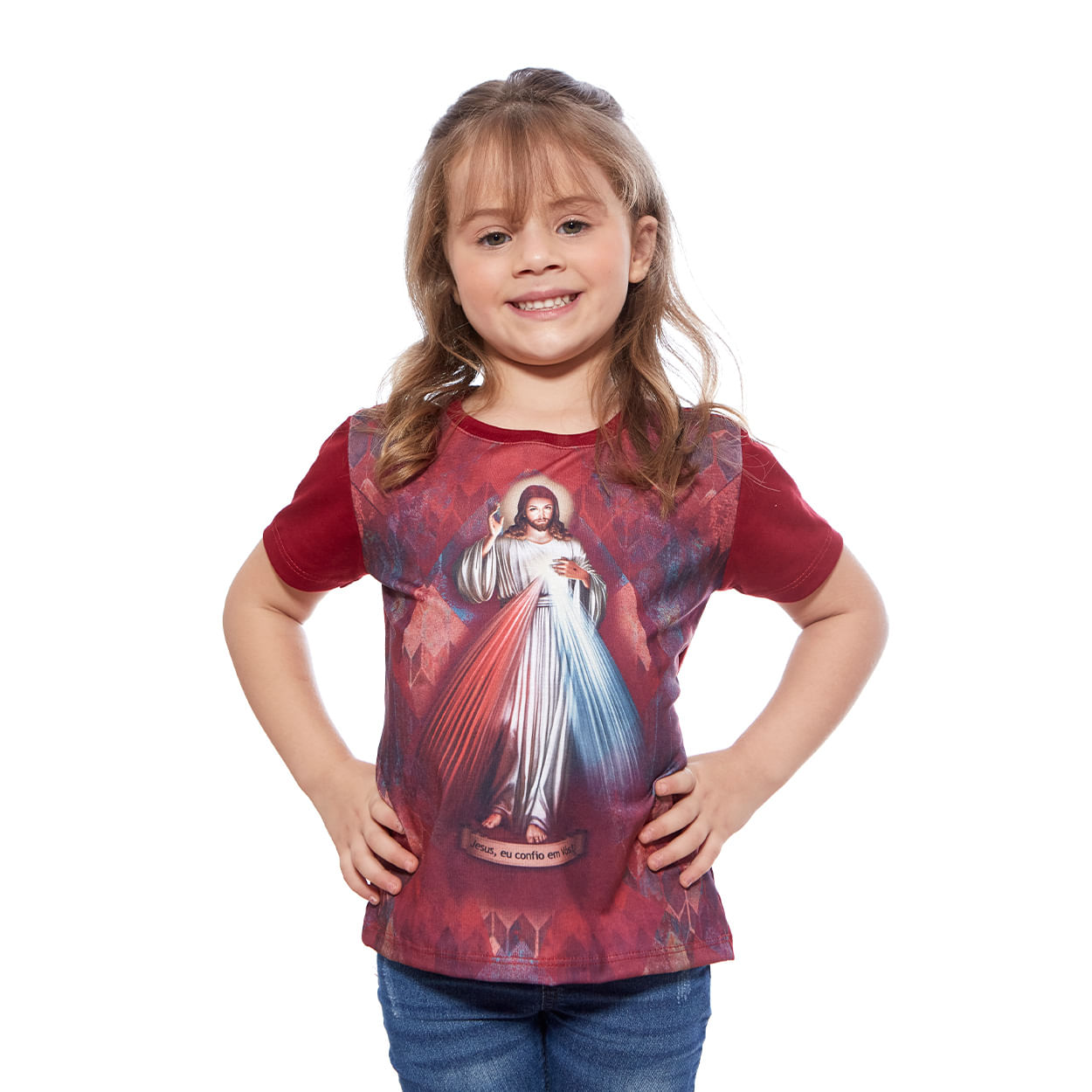 Camiseta Infantil Jesus Misericordioso DV12539 - Vermelho  