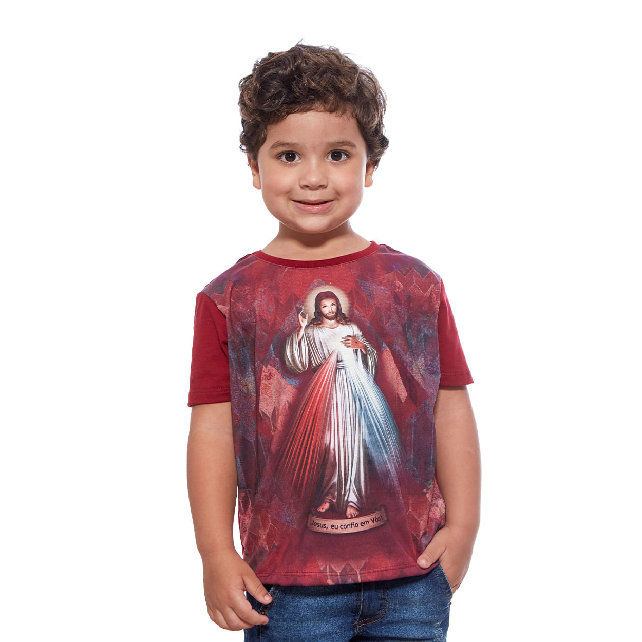 Camiseta Infantil Jesus Misericordioso DV12539 - Vermelho  