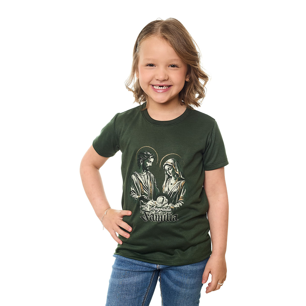 Camiseta Infantil Sagrada Familia DV13325 - Verde  