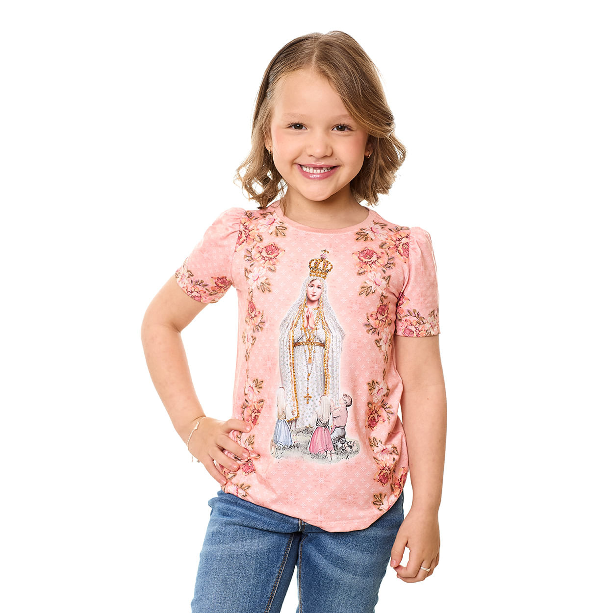 Baby Look Infantil Nossa Senhora de Fatima FS13005 - Rosa  