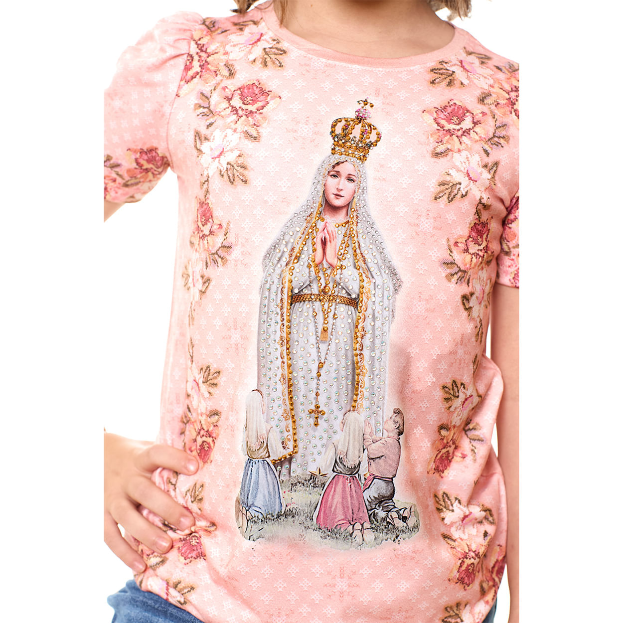 Baby Look Infantil Nossa Senhora de Fatima FS13005 - Rosa  