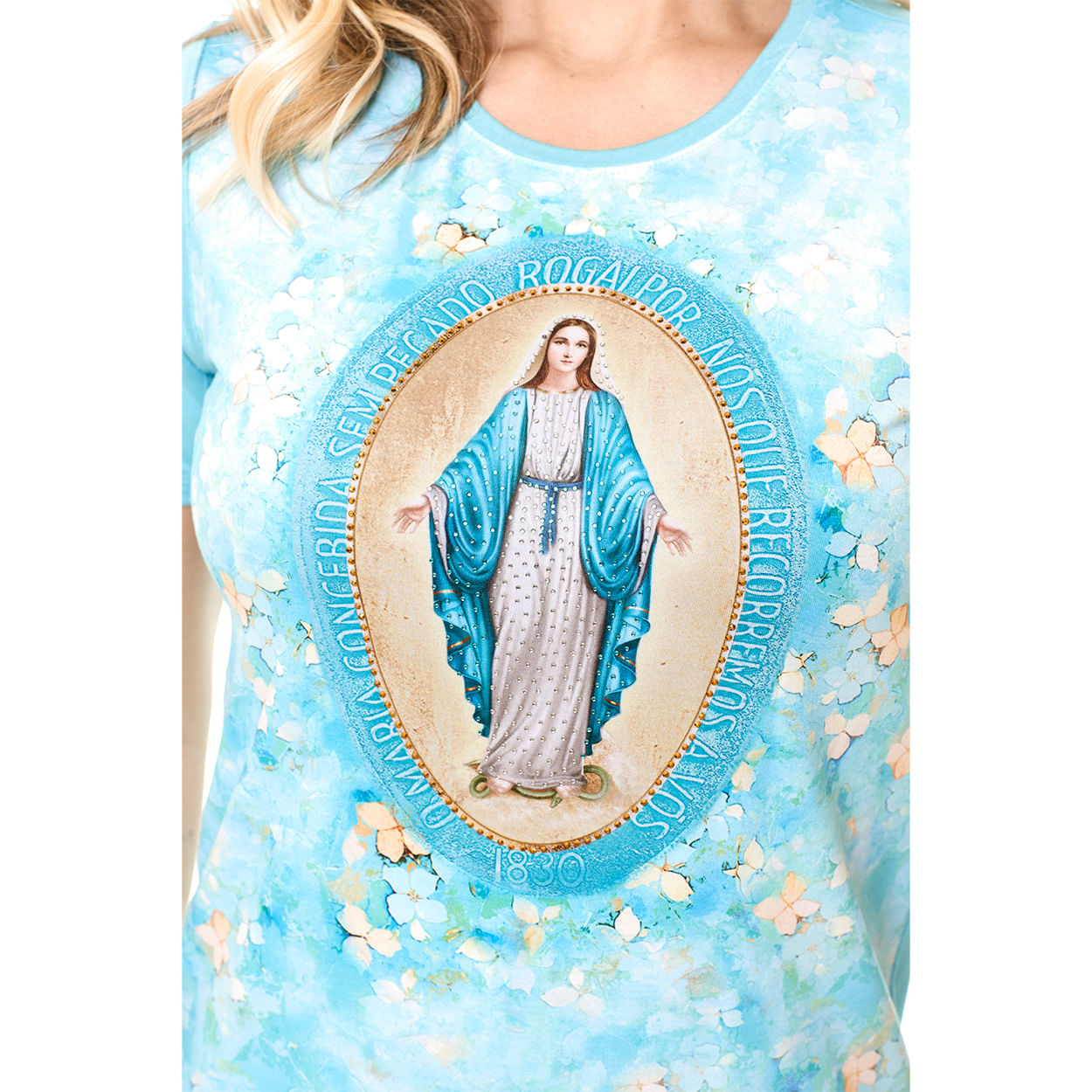 Baby Look Nossa Senhora das Graças FS13242 - Azul Celeste  